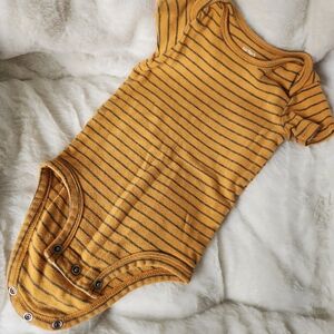 Carter's Mustard and Black Stripe Baby Bodysuit
